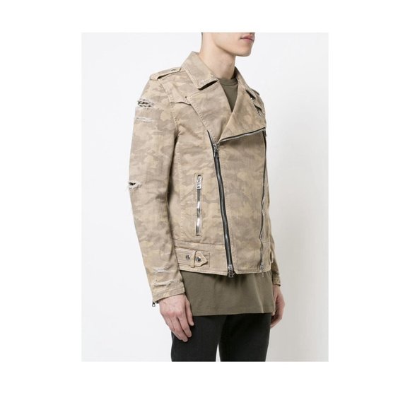 Balmain Destroyed Camouflage Print Biker Jacket - Picture 12 of 13